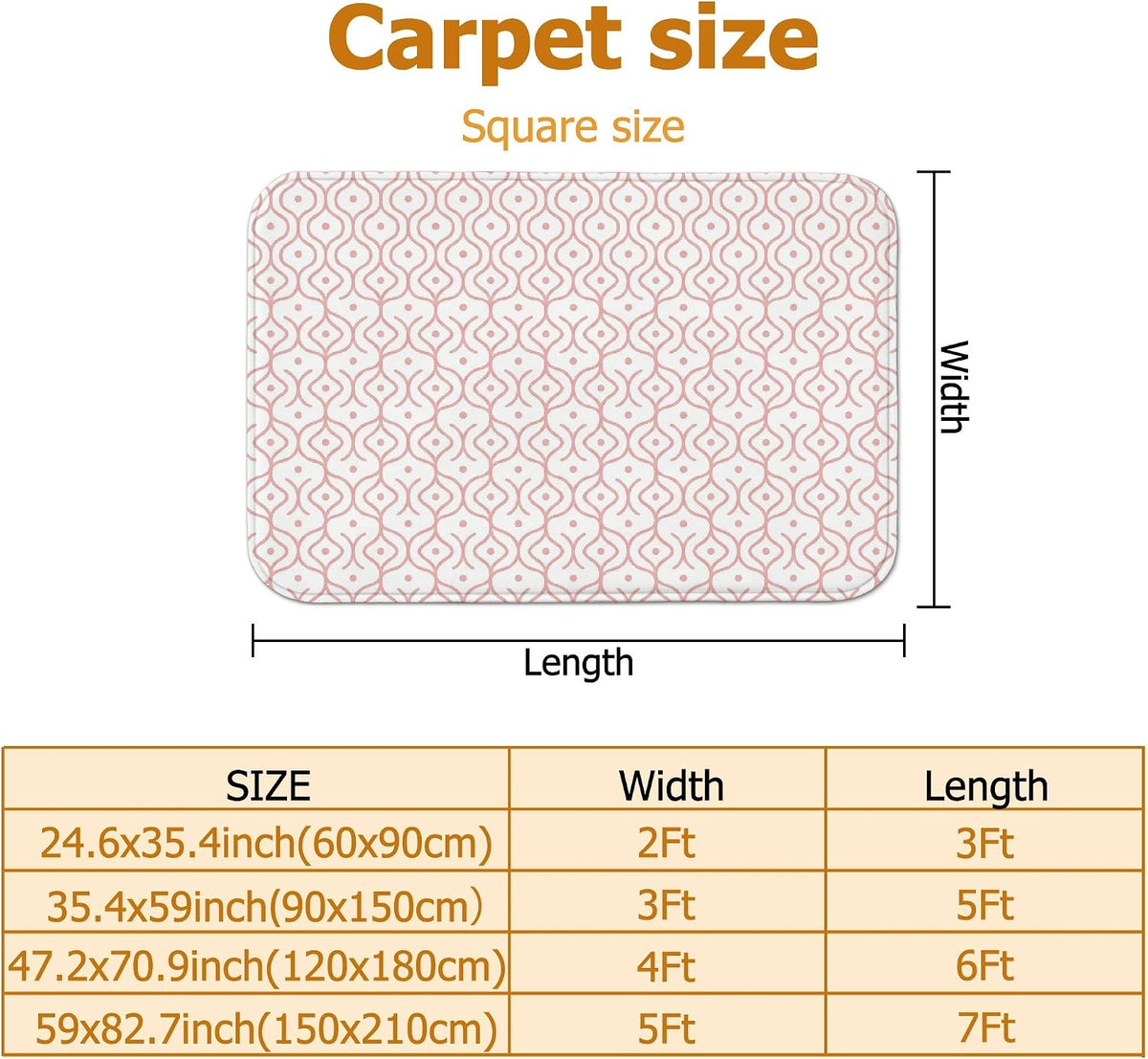 Wavy Area Rug, Modern Contemporary Dots Lines None Peach Low Pile Sponge Home Floor Rectangle Print Carpet Rugs for Living Room Bedroom Hallway Desk Office Decor 4' X 6'