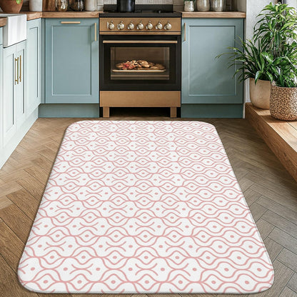 Wavy Area Rug, Modern Contemporary Dots Lines None Peach Low Pile Sponge Home Floor Rectangle Print Carpet Rugs for Living Room Bedroom Hallway Desk Office Decor 4' X 6'