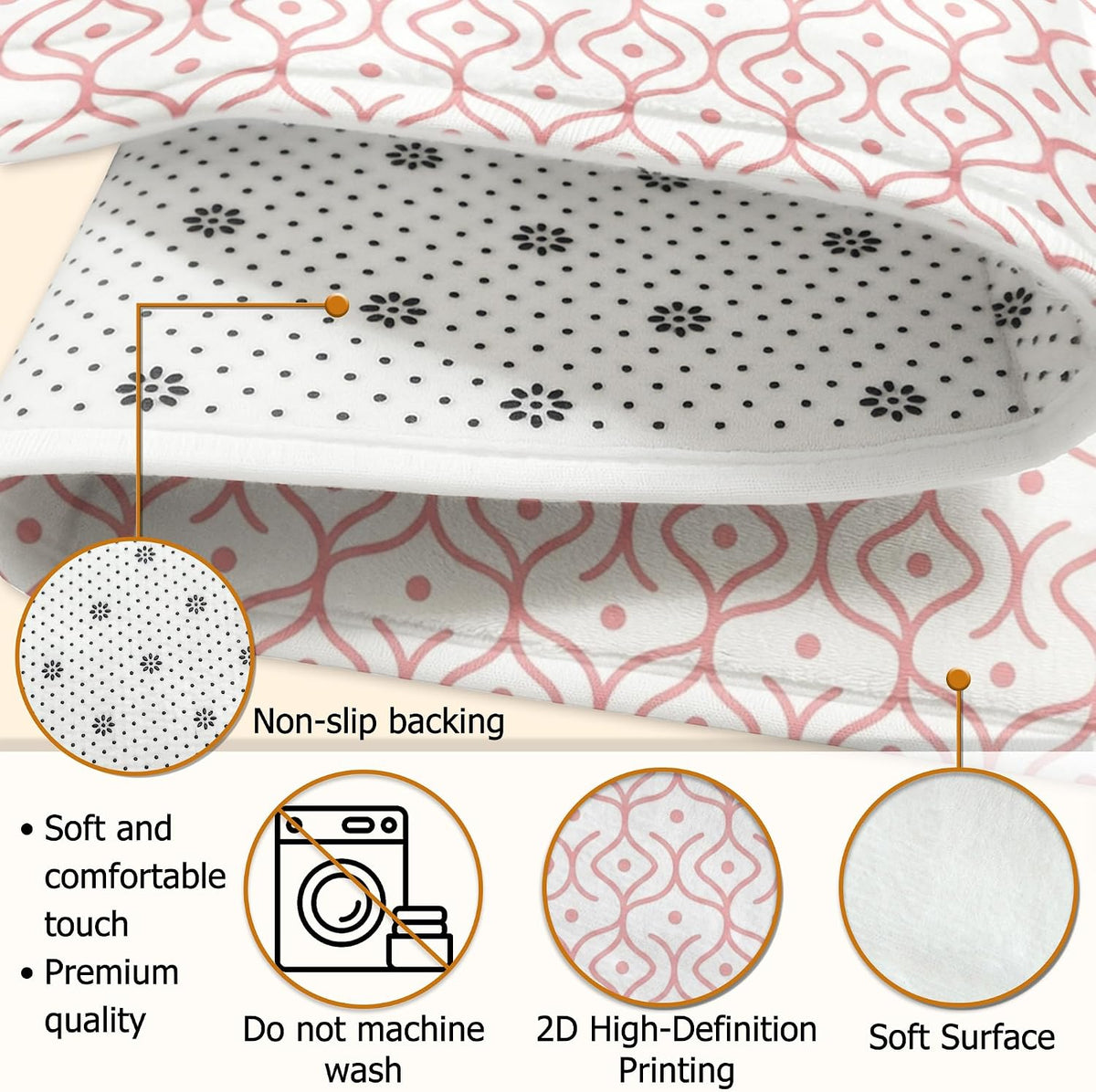 Wavy Area Rug, Modern Contemporary Dots Lines None Peach Low Pile Sponge Home Floor Rectangle Print Carpet Rugs for Living Room Bedroom Hallway Desk Office Decor 4' X 6'