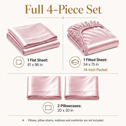 Satin Sheets Full, 4-Piece 14-Inch Deep Pocket Sheet Set