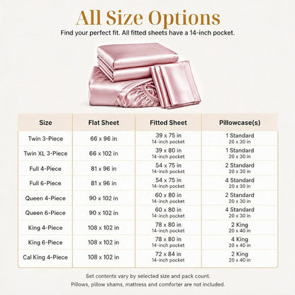 Satin Sheets Full, 4-Piece 14-Inch Deep Pocket Sheet Set