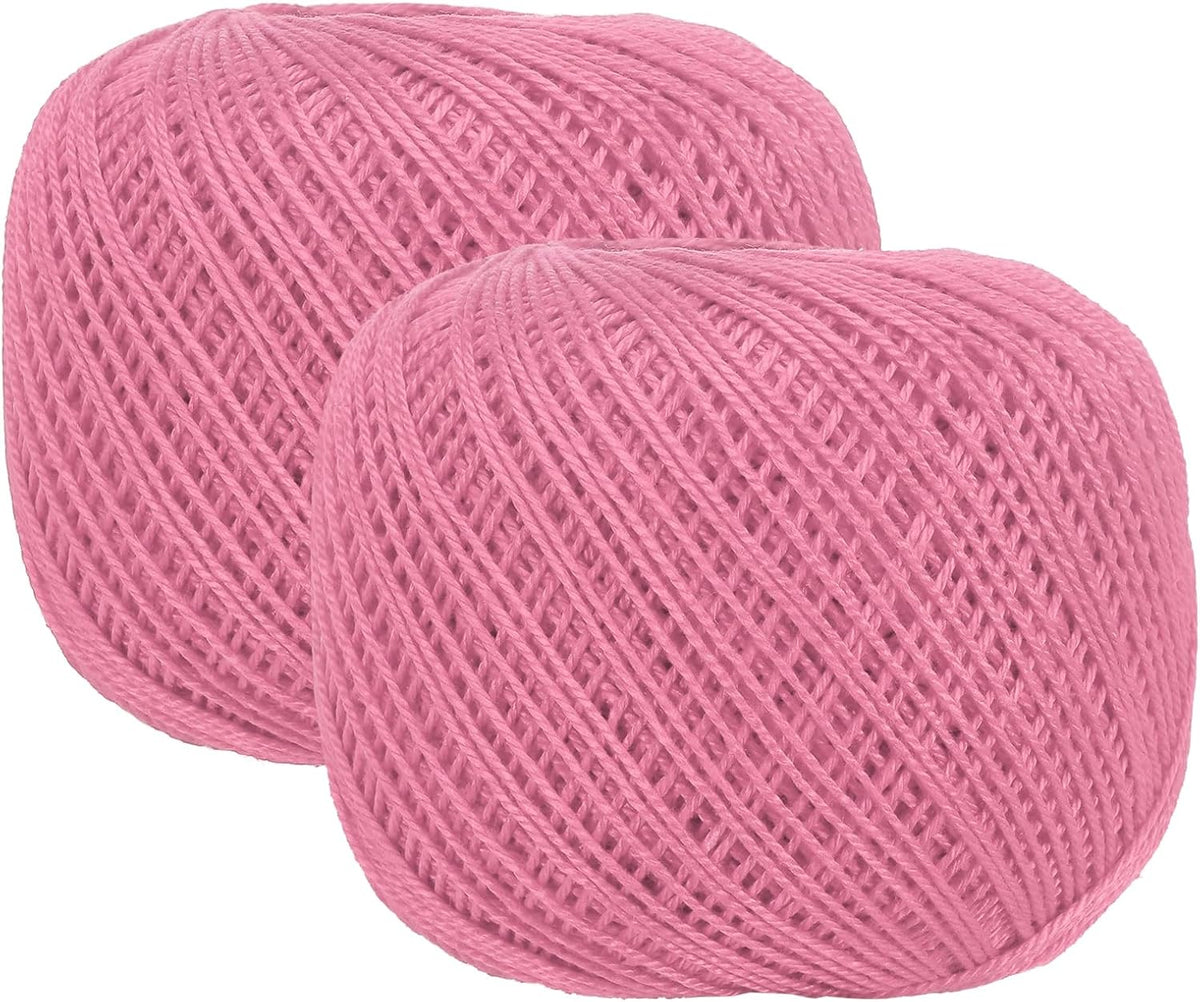 Crochet Thread Pearl Cotton Size 3 Pure Pink 2 Rolls 164 Yards for Crocheting Tatting Knitting Embroidery Sewing