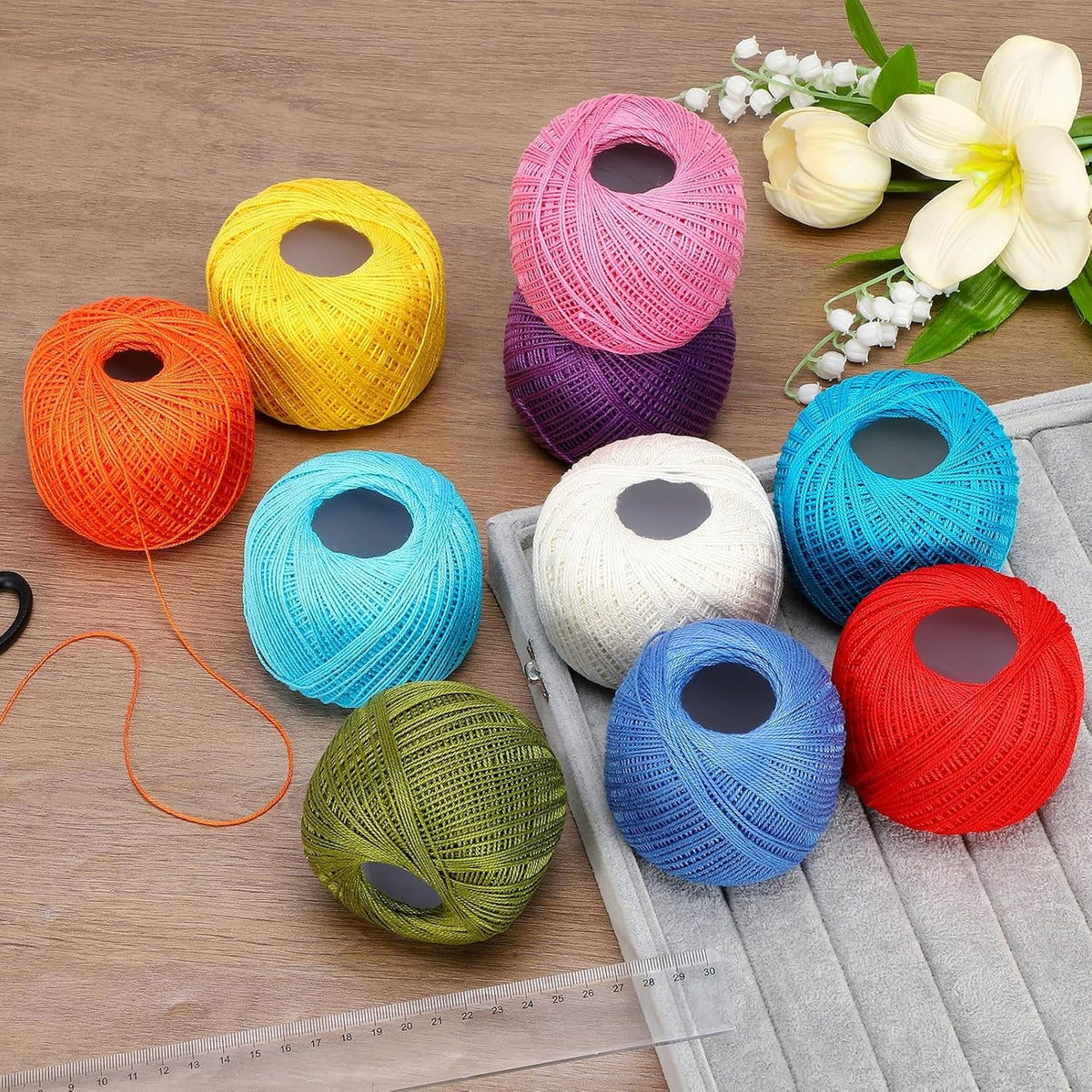 Crochet Thread Pearl Cotton Size 3 Pure Pink 2 Rolls 164 Yards for Crocheting Tatting Knitting Embroidery Sewing