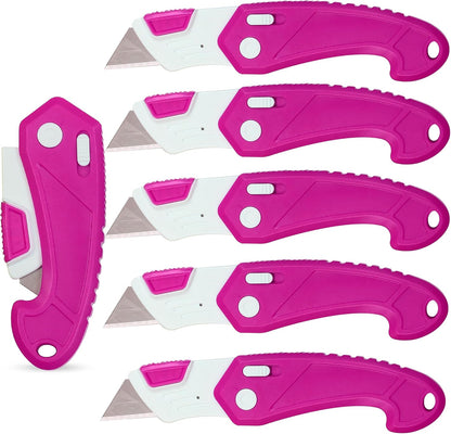 Lightweight Strong ABS Plastic Folding Utility Box Cutter (Bright Pink, 6)