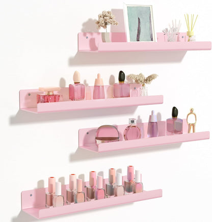 4 Pcs 15" Acrylic Shelves for Wall Decor and Display, Pink