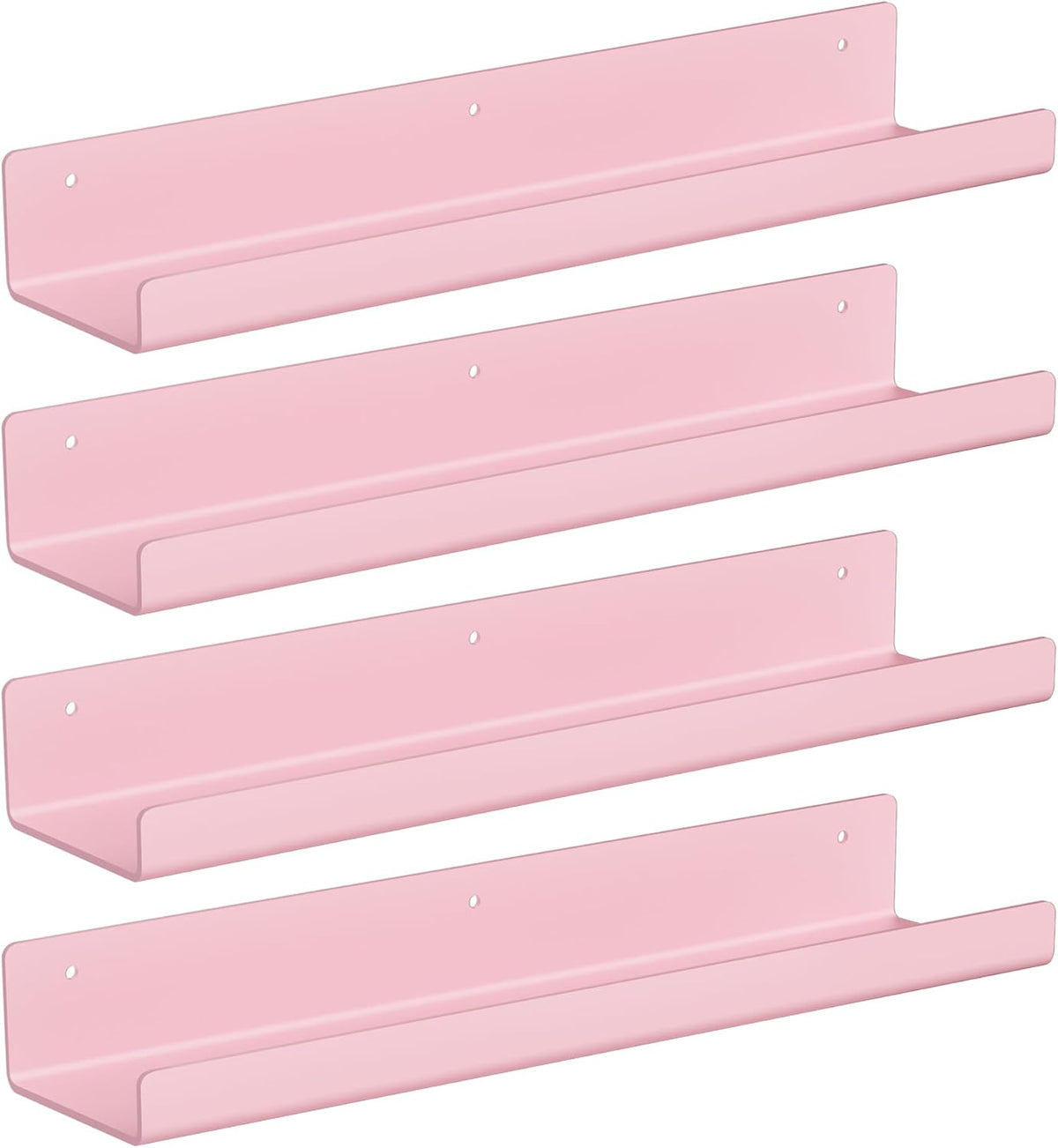4 Pcs 15" Acrylic Shelves for Wall Decor and Display, Pink