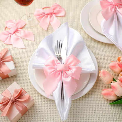 25 Pcs Pink Bow Napkin Rings Velvet Holders for Wedding Dinner