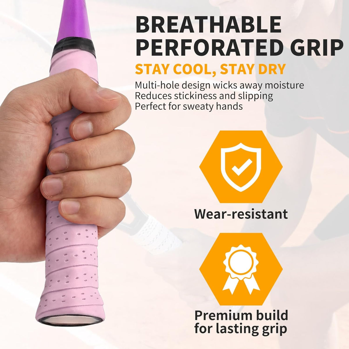 2 Pcs Tennis Racket Grip Tape, Badminton Grip Tape, Anti-Slip, Absorbent, Breathable Racket Overgrip Tape