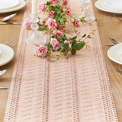 Pink Table Runners 36 Inches Long for Rustic Farmhouse Decor Linen Runner for Table Boho Table Dining Kitchen (12x36 Inch)