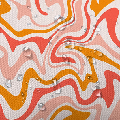 Cute Orange Shower Curtain, Boho Beige Pink Bath Curtain, Groovy Retro Spiral Swirl Pastel Vintage 70s 80s Minimal Teen Girls Aesthetic Abstract Wavy Bathroom Accessories with Hooks,72X72in