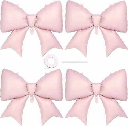 4 Pcs Giant Pink Bow Balloons for Birthday Party