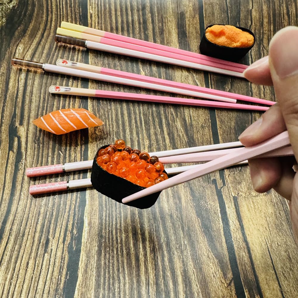 10Pairs Fiberglass Reusable Chopsticks, Non-Slip Teal Pink