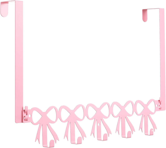 Pink Bow Over The Door Hooks Hanger 5 Hooks Coquettish Decor