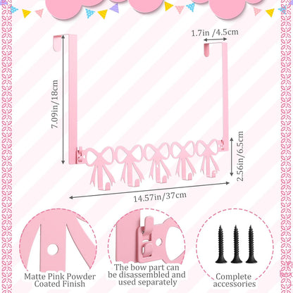 Pink Bow Over The Door Hooks Hanger 5 Hooks Coquettish Decor