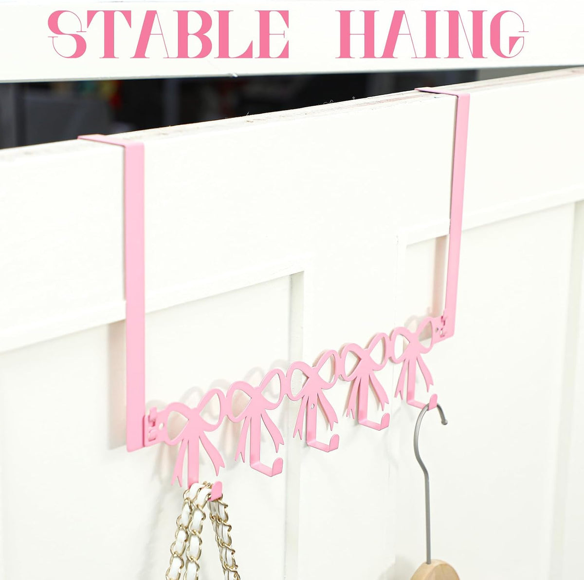 Pink Bow Over The Door Hooks Hanger 5 Hooks Coquettish Decor
