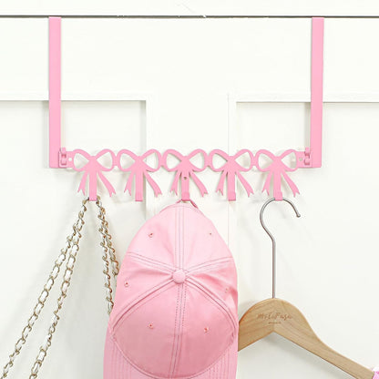Pink Bow Over The Door Hooks Hanger 5 Hooks Coquettish Decor
