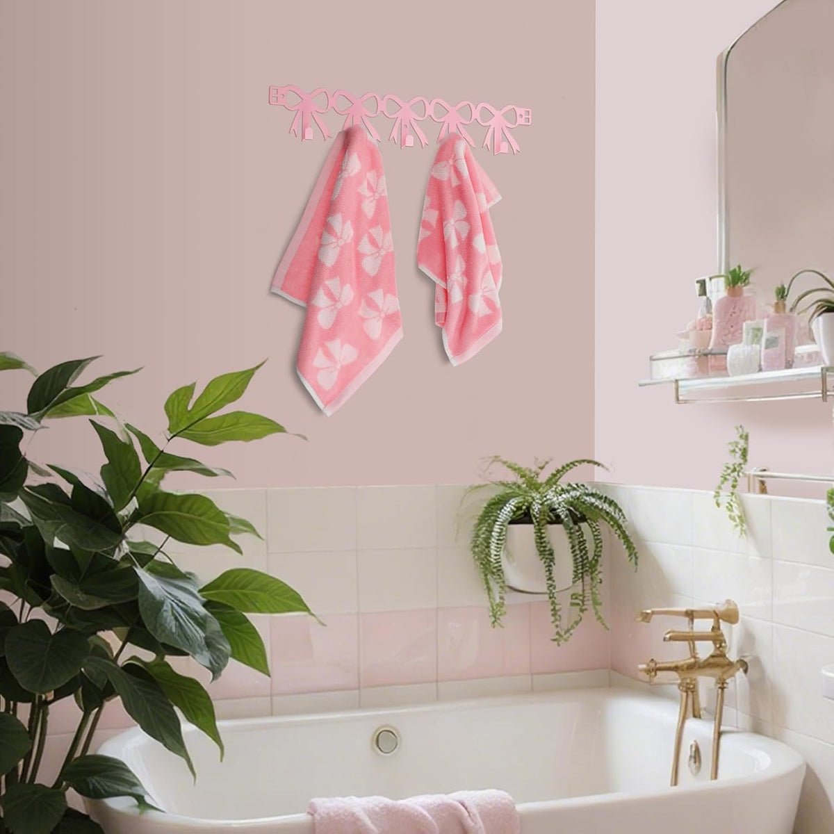 Pink Bow Over The Door Hooks Hanger 5 Hooks Coquettish Decor