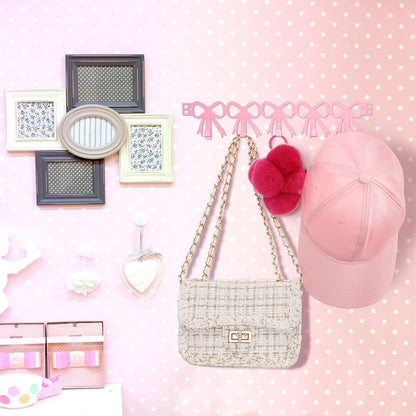 Pink Bow Over The Door Hooks Hanger 5 Hooks Coquettish Decor