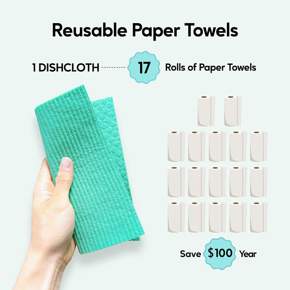 Swedish Dishcloths for Kitchen, 5 Pack Swedish Dish Cloths, Ultra Absorbent Reusable Paper Towels, Cellulose Sponge Cloths, Quick Drying, No Odor, Dishwasher Safe Pink