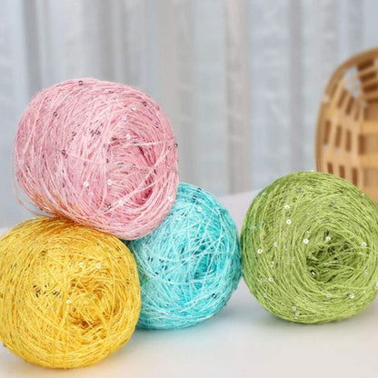 Dark Pink Sequin Yarn, Sparkle Sequin Thread, Fantasy Art Yarn, 100g