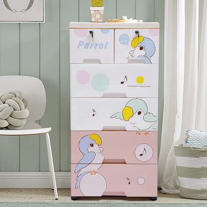 Dresser Storage Tower, 6 Drawers Tall Dresser Organizer Plastic Organizer Unit for Bedroom Hallway Entryway Closets (Pink)