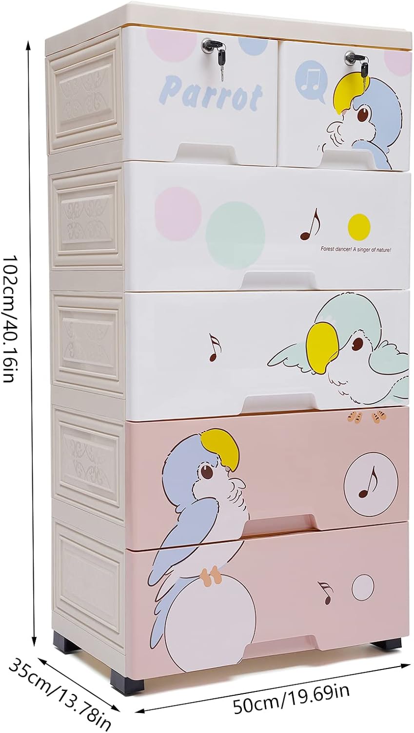 Dresser Storage Tower, 6 Drawers Tall Dresser Organizer Plastic Organizer Unit for Bedroom Hallway Entryway Closets (Pink)