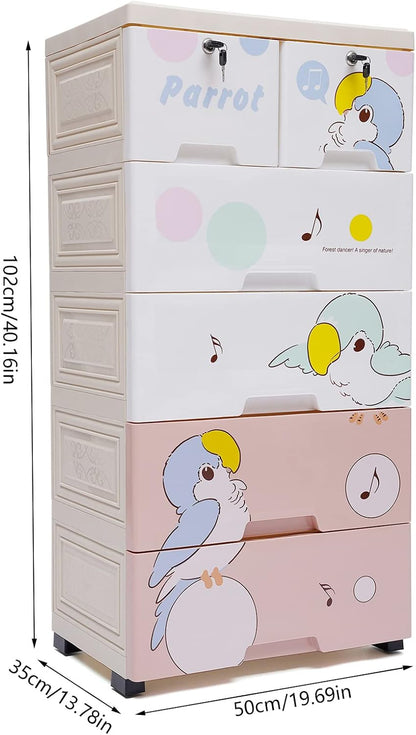 Dresser Storage Tower, 6 Drawers Tall Dresser Organizer Plastic Organizer Unit for Bedroom Hallway Entryway Closets (Pink)