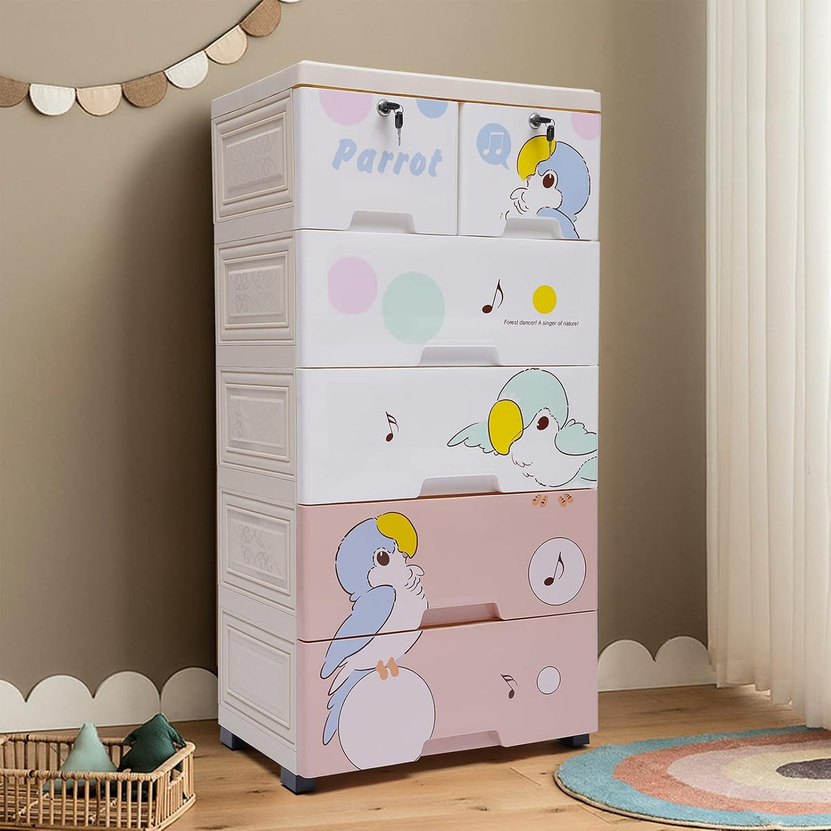 Dresser Storage Tower, 6 Drawers Tall Dresser Organizer Plastic Organizer Unit for Bedroom Hallway Entryway Closets (Pink)
