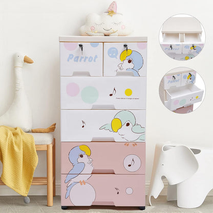 Dresser Storage Tower, 6 Drawers Tall Dresser Organizer Plastic Organizer Unit for Bedroom Hallway Entryway Closets (Pink)