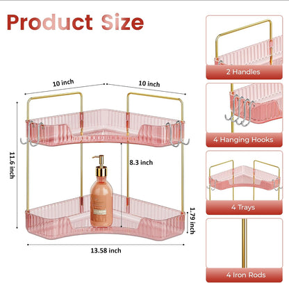 Delicate Pink 2-Tier Corner Counter Organizer Bathroom Organizers