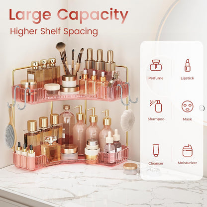 Delicate Pink 2-Tier Corner Counter Organizer Bathroom Organizers
