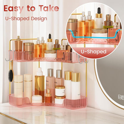 Delicate Pink 2-Tier Corner Counter Organizer Bathroom Organizers