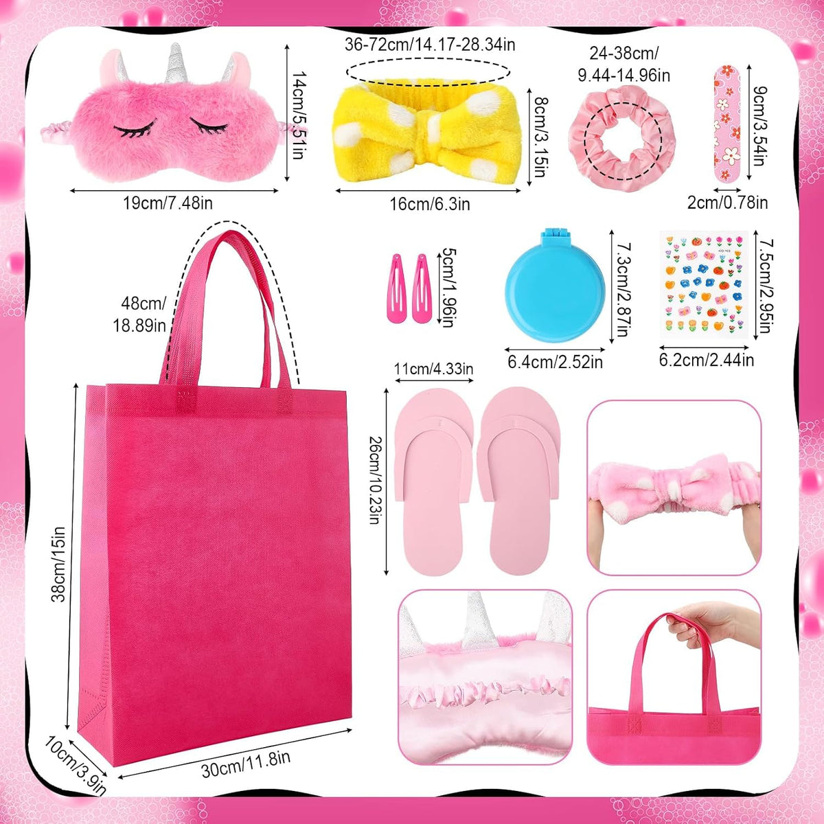 60 PCS Spa Party Favors for Girls, Sleepover Party Supplies, Pink