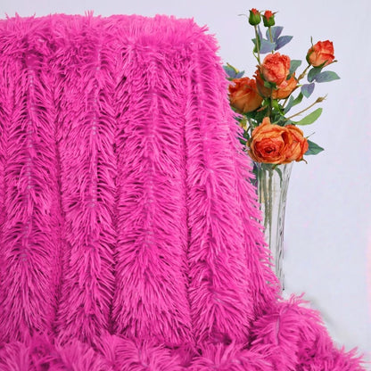 Plush Super Soft Blanket Bedding Sofa Cover Furry Fuzzy Fur Warm Throw Qulit Cozy Couch Blanket for Winter (63"x79", Rose Pink)