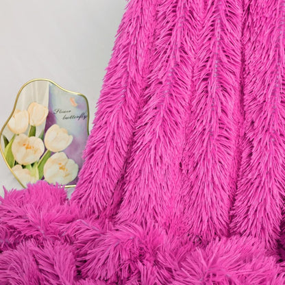 Plush Super Soft Blanket Bedding Sofa Cover Furry Fuzzy Fur Warm Throw Qulit Cozy Couch Blanket for Winter (63"x79", Rose Pink)