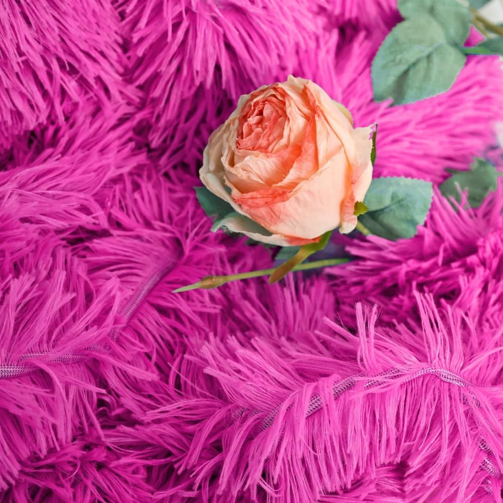 Plush Super Soft Blanket Bedding Sofa Cover Furry Fuzzy Fur Warm Throw Qulit Cozy Couch Blanket for Winter (63"x79", Rose Pink)
