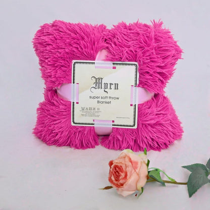 Plush Super Soft Blanket Bedding Sofa Cover Furry Fuzzy Fur Warm Throw Qulit Cozy Couch Blanket for Winter (63"x79", Rose Pink)