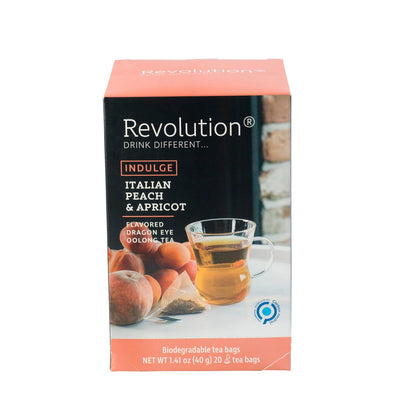 ® Dragon Eye Oolong Tea Bags [THE ORIGINAL] - INDULGE Italian Peach & Apricot Oolong Tea - Premium Dragon Tea Bags - Oolong Black Tea Organic Biodegradable - 20 Bags