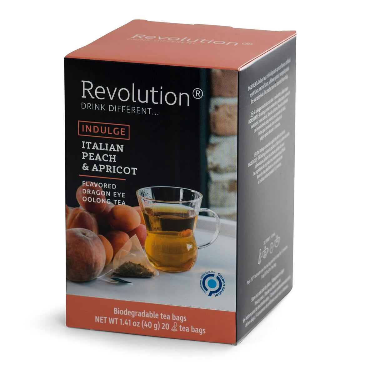 ® Dragon Eye Oolong Tea Bags [THE ORIGINAL] - INDULGE Italian Peach & Apricot Oolong Tea - Premium Dragon Tea Bags - Oolong Black Tea Organic Biodegradable - 20 Bags