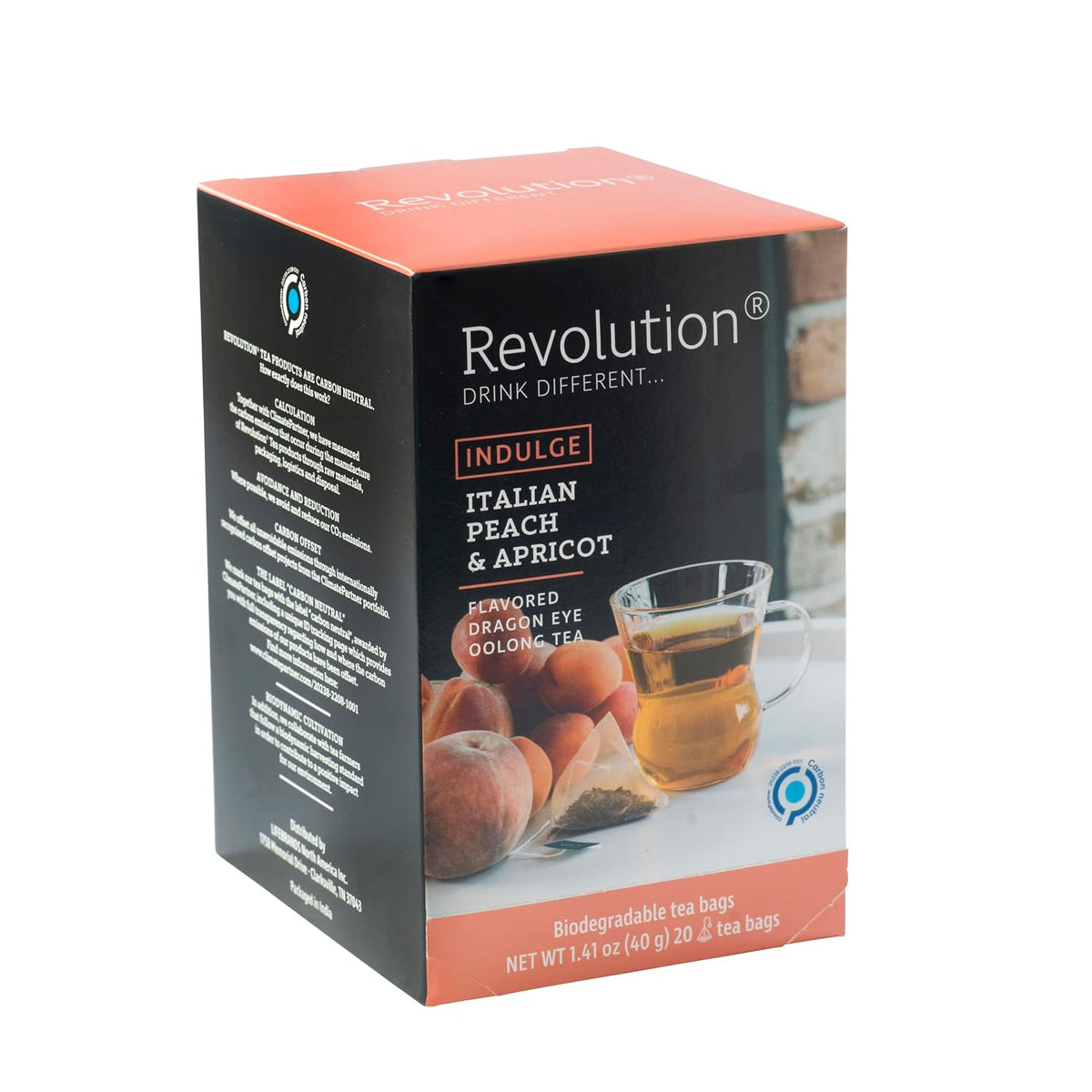 ® Dragon Eye Oolong Tea Bags [THE ORIGINAL] - INDULGE Italian Peach & Apricot Oolong Tea - Premium Dragon Tea Bags - Oolong Black Tea Organic Biodegradable - 20 Bags