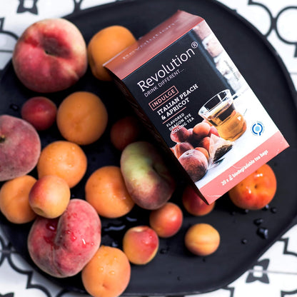 ® Dragon Eye Oolong Tea Bags [THE ORIGINAL] - INDULGE Italian Peach & Apricot Oolong Tea - Premium Dragon Tea Bags - Oolong Black Tea Organic Biodegradable - 20 Bags