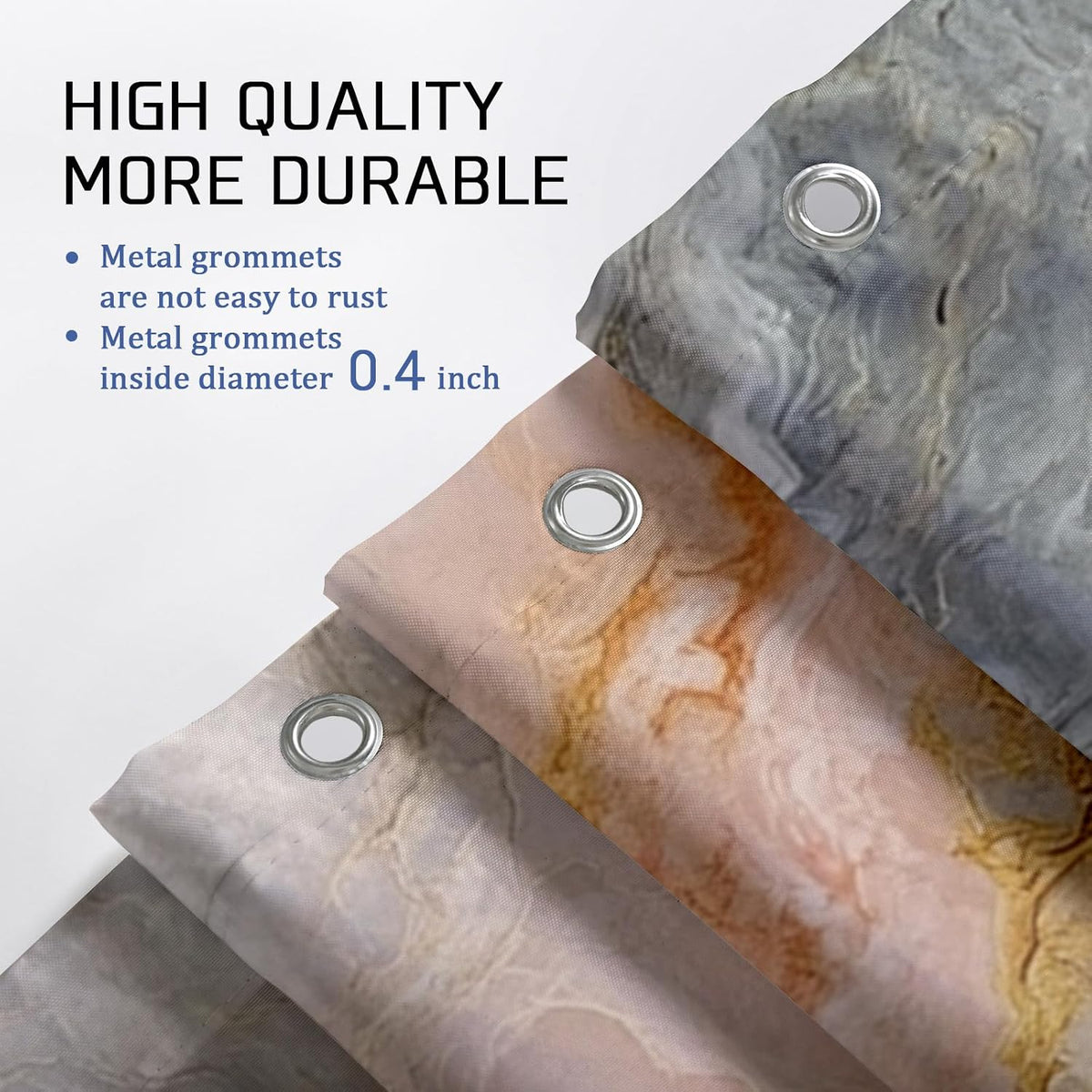 Abstract Marble Shower Curtain, Peach and Gray Bathroom Decor for Modern Aesthetic, Elegant Waterproof Fabric Shower Curtain Set with Hooks 62x72 Inch