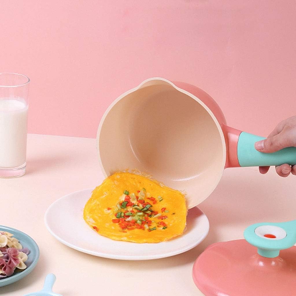 Milk Pan Lid Milk Pan Aluminium Alloy Non-Stick Glass Saucepan Soup Pot Non-Stick Saucepan Sauce Pan Lid with Glass Milk Pots (Colour: Pink)