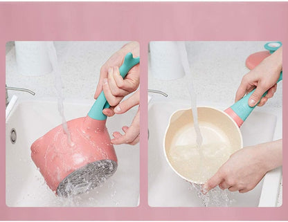Milk Pan Lid Milk Pan Aluminium Alloy Non-Stick Glass Saucepan Soup Pot Non-Stick Saucepan Sauce Pan Lid with Glass Milk Pots (Colour: Pink)