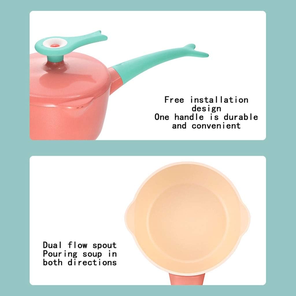 Milk Pan Lid Milk Pan Aluminium Alloy Non-Stick Glass Saucepan Soup Pot Non-Stick Saucepan Sauce Pan Lid with Glass Milk Pots (Colour: Pink)