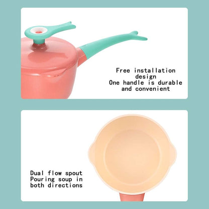 Milk Pan Lid Milk Pan Aluminium Alloy Non-Stick Glass Saucepan Soup Pot Non-Stick Saucepan Sauce Pan Lid with Glass Milk Pots (Colour: Pink)