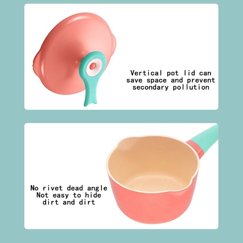 Milk Pan Lid Milk Pan Aluminium Alloy Non-Stick Glass Saucepan Soup Pot Non-Stick Saucepan Sauce Pan Lid with Glass Milk Pots (Colour: Pink)