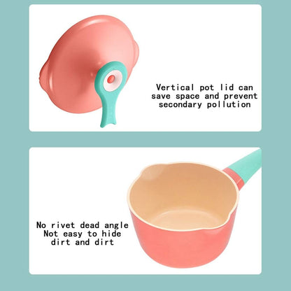 Milk Pan Lid Milk Pan Aluminium Alloy Non-Stick Glass Saucepan Soup Pot Non-Stick Saucepan Sauce Pan Lid with Glass Milk Pots (Colour: Pink)