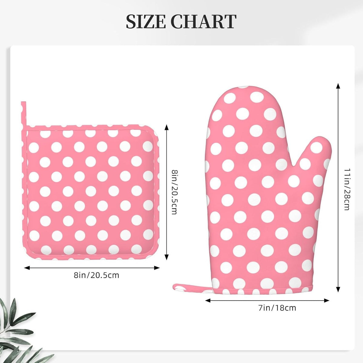 Light Pink Polka Dot Print (a) Oven Mitts and Pot Holders Sets - Heat Resistant Silicone Oven Mitts Pot Holders for Kitchen Cooking Baking, Non-Slip Ovens Gloves Hot Pads Potholders