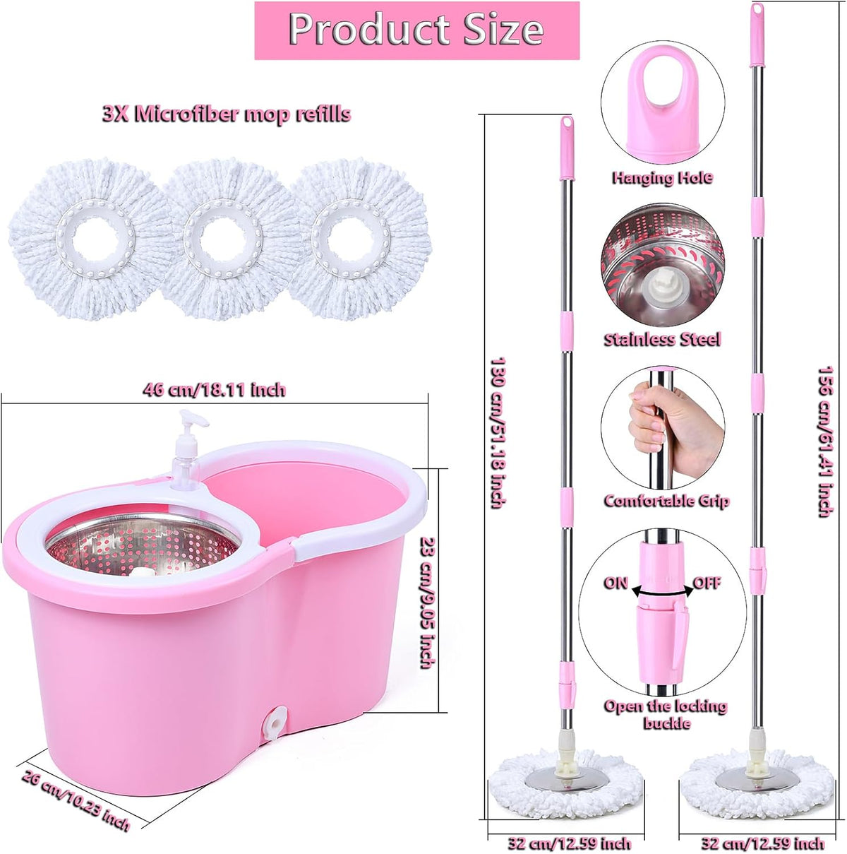 Mop and Bucket Set(Pink)
